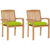 Image de Vidaxl Chaises De Jardin 2 Pcs Avec Coussins Vert Vif Teck Massif