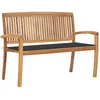 Image de Vidaxl Banc De Jardin Empilable Et Coussin 128,5cm Bois De Teck Massif