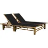 Image de Vidaxl Chaise Longue Pour 2 Personnes Avec Coussins Bambou