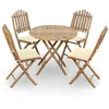 Image de Vidaxl Mobilier Ã DÃ®ner D'extÃ©rieur Pliable 5 Pcs Avec Coussins Bambou
