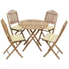 Image de Vidaxl Mobilier Ã DÃ®ner D'extÃ©rieur Pliable 5 Pcs Avec Coussins Bambou
