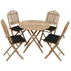 Image de Vidaxl Ensemble Ã Manger D'extÃ©rieur Pliable 5pcs Avec Coussins Bambou