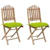 Image de Vidaxl Chaises Pliables De Jardin 2 Pcs Avec Coussins Bambou