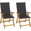 Image de Vidaxl Chaises Inclinables De Jardin 2 Pcs Avec Coussins Bois D'acacia