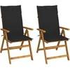 Image de Vidaxl Chaises Inclinables De Jardin 2 Pcs Avec Coussins Bois D'acacia