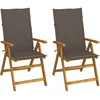 Image de Vidaxl Chaises Inclinables De Jardin 2 Pcs Avec Coussins Bois D'acacia