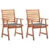 Image de Vidaxl Chaises Ã DÃ®ner D'extÃ©rieur 2 Pcs Avec Coussins Acacia Massif