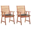 Image de Vidaxl Chaises Ã DÃ®ner D'extÃ©rieur 2 Pcs Avec Coussins Acacia Massif