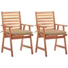 Image de Vidaxl Chaises Ã DÃ®ner D'extÃ©rieur 2 Pcs Avec Coussins Acacia Massif