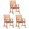 Image de Vidaxl Chaises Ã DÃ®ner D'extÃ©rieur 3 Pcs Avec Coussins Acacia Massif