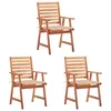 Image de Vidaxl Chaises Ã DÃ®ner D'extÃ©rieur 3 Pcs Avec Coussins Acacia Massif