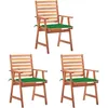 Image de Vidaxl Chaises Ã DÃ®ner D'extÃ©rieur 3 Pcs Avec Coussins Acacia Massif