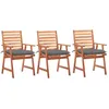Image de Vidaxl Chaises Ã DÃ®ner D'extÃ©rieur 3 Pcs Avec Coussins Acacia Massif