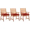 Image de Vidaxl Chaises Ã DÃ®ner D'extÃ©rieur 3 Pcs Avec Coussins Acacia Massif