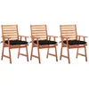 Image de Vidaxl Chaises Ã DÃ®ner D'extÃ©rieur 3 Pcs Avec Coussins Acacia Massif