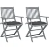Image de Vidaxl Chaises Pliables D'extÃ©rieur Lot De 2 Et Coussins Bois D'acacia