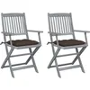 Image de Vidaxl Chaises Pliables D'extÃ©rieur Lot De 2 Et Coussins Bois D'acacia