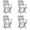 Image de Vidaxl Chaises Pliables D'extÃ©rieur 4 Pcs Avec Coussins Bois D'acacia