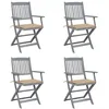 Image de Vidaxl Chaises Pliables D'extÃ©rieur Lot De 4 Et Coussins Bois D'acacia