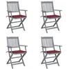 Image de Vidaxl Chaises Pliables D'extÃ©rieur Lot De 4 Et Coussins Bois D'acacia