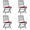 Image de Vidaxl Chaises Pliables D'extÃ©rieur Lot De 4 Et Coussins Bois D'acacia