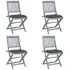 Image de Vidaxl Chaises Pliables D'extÃ©rieur Lot De 4 Et Coussins Bois D'acacia
