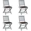 Image de Vidaxl Chaises Pliables D'extÃ©rieur Lot De 4 Et Coussins Bois D'acacia