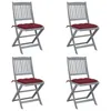 Image de Vidaxl Chaises Pliables D'extÃ©rieur 4 Pcs Avec Coussins Bois D'acacia