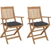 Image de Vidaxl Chaises Pliables De Jardin 2 Pcs Avec Coussins Bois D'acacia
