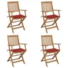 Image de Vidaxl Chaises Pliables De Jardin Lot De 4 Avec Coussins Bois D'acacia