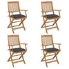 Image de Vidaxl Chaises Pliables De Jardin 4 Pcs Avec Coussins Bois D'acacia