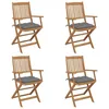 Image de Vidaxl Chaises Pliables De Jardin 4 Pcs Avec Coussins Bois D'acacia