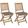 Image de Vidaxl Chaises Pliables De Jardin 2 Pcs Avec Coussins Bois D'acacia
