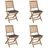 Image de Vidaxl Chaises Pliables De Jardin 4 Pcs Avec Coussins Bois D'acacia