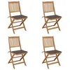 Image de Vidaxl Chaises Pliables De Jardin 4 Pcs Avec Coussins Bois D'acacia