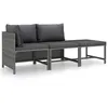 Image de Vidaxl Salon De Jardin 3 Pcs Avec Coussins RÃ©sine TressÃ©e Gris
