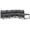 Image de Vidaxl Salon De Jardin 5 Pcs Avec Coussins RÃ©sine TressÃ©e Gris