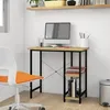Image de Bureau d'ordinateur 80x40 cm Noir ChÃªne clair MDF MÃ©tal Poste de travail industriel