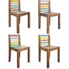 Image de Lot 4 Chaises Ã  Manger Bois RÃ©cupÃ©rÃ© Massif Finition Bois de Bateau Multicolore