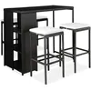 Image de vidaXL Meuble de bar de jardin 5 pcs et coussins RÃ©sine tressÃ©e Noir