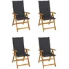 Image de Vidaxl Chaises Inclinables De Jardin 4 Pcs Avec Coussins Bois D'acacia