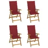 Image de Chaises Inclinables De Jardin 4 Pcs Avec Coussins Bois D'acacia Vidaxl Vidaxl