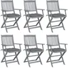 Image de Vidaxl Chaises Pliables D'extÃ©rieur Lot De 6 Et Coussins Bois D'acacia