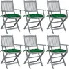 Image de Vidaxl Chaises Pliables D'extÃ©rieur Lot De 6 Et Coussins Bois D'acacia