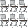 Image de Vidaxl Chaises Pliables D'extÃ©rieur 6 Pcs Avec Coussins Bois D'acacia