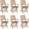 Image de Vidaxl Chaises Pliables De Jardin 6 Pcs Avec Coussins Bois D'acacia