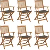 Image de Vidaxl Chaises Pliables De Jardin 6 Pcs Avec Coussins Bois D'acacia