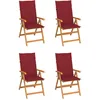 Image de Chaises De Jardin 4 Pcs Avec Coussins Bordeaux Bois De Teck Vidaxl Vidaxl