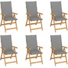 Image de Vidaxl Chaises De Jardin Lot De 6 Avec Coussins Gris Bois Teck Massif