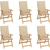 Image de Vidaxl Chaises De Jardin Lot De 6 Avec Coussins Beige Bois Teck Massif